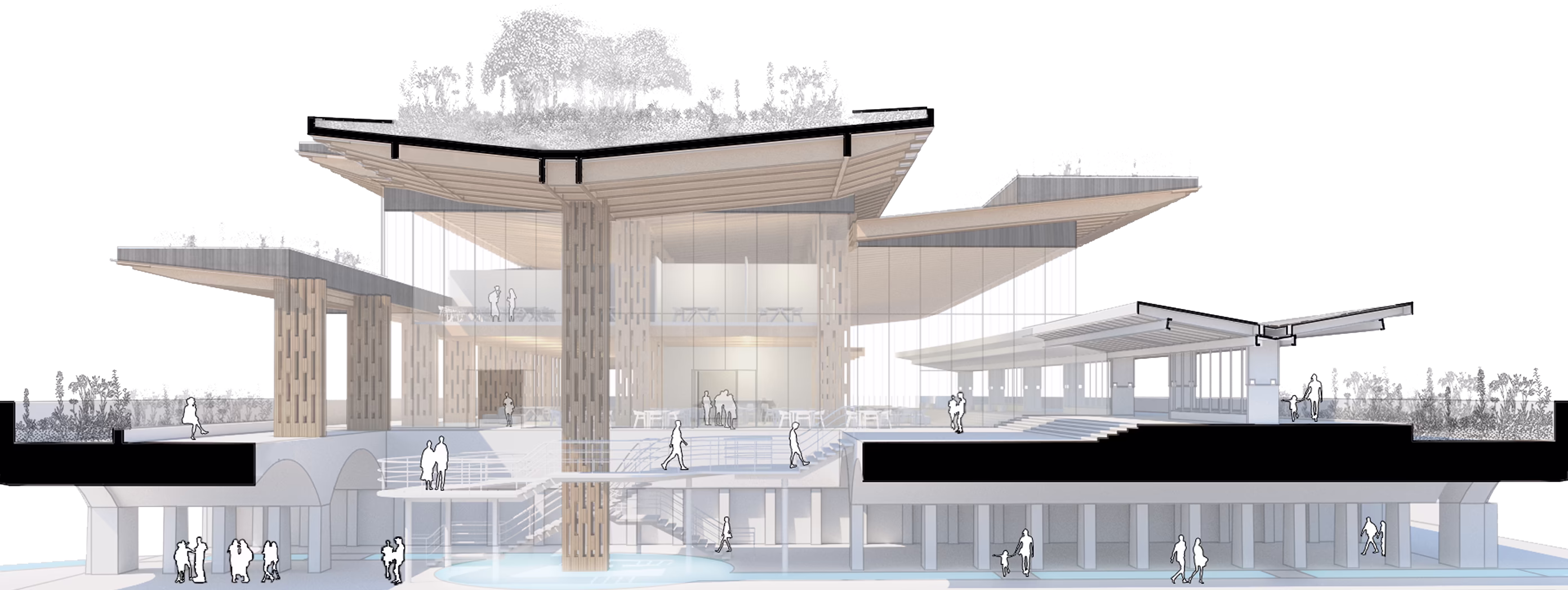 Side view of the construction of the Be water my friend project